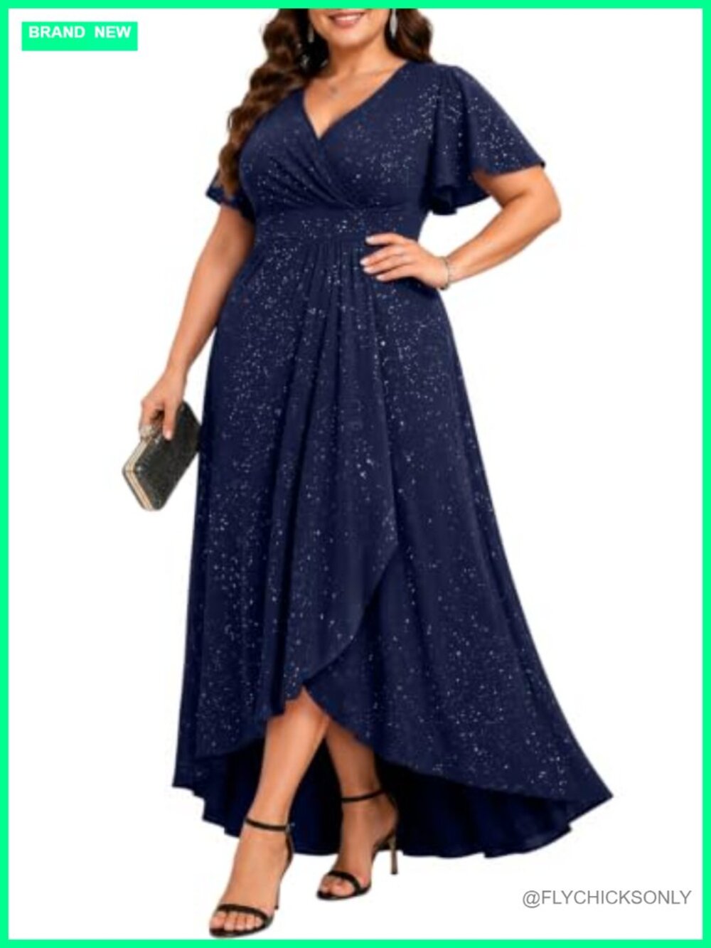 Plus Size Glitter Formal Evening Cocktail Wedding Guest Maxi Dress